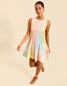 Philippa Pintuck Mini Dress in Sorbet Haze
