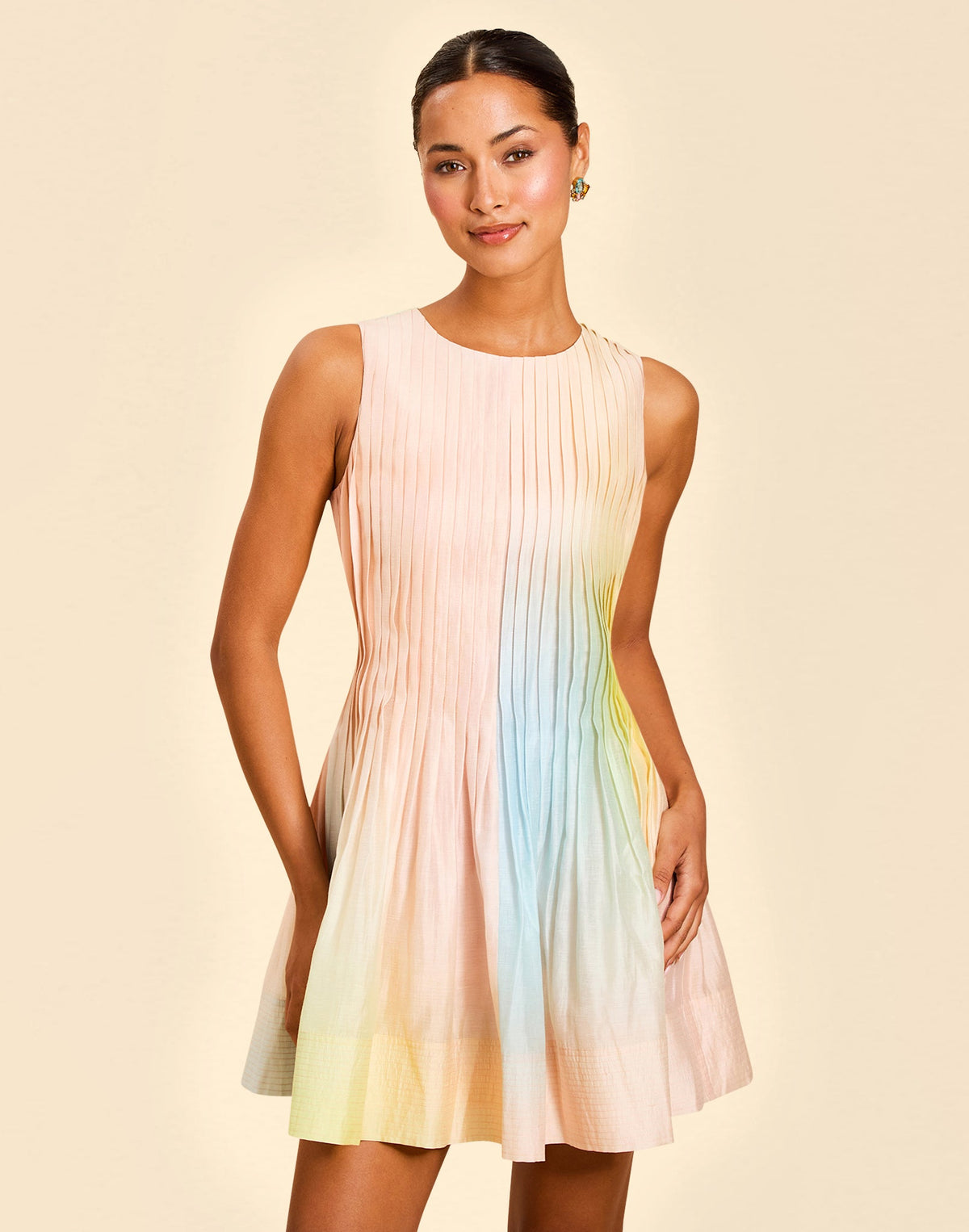 Philippa Pintuck Mini Dress in Sorbet Haze
