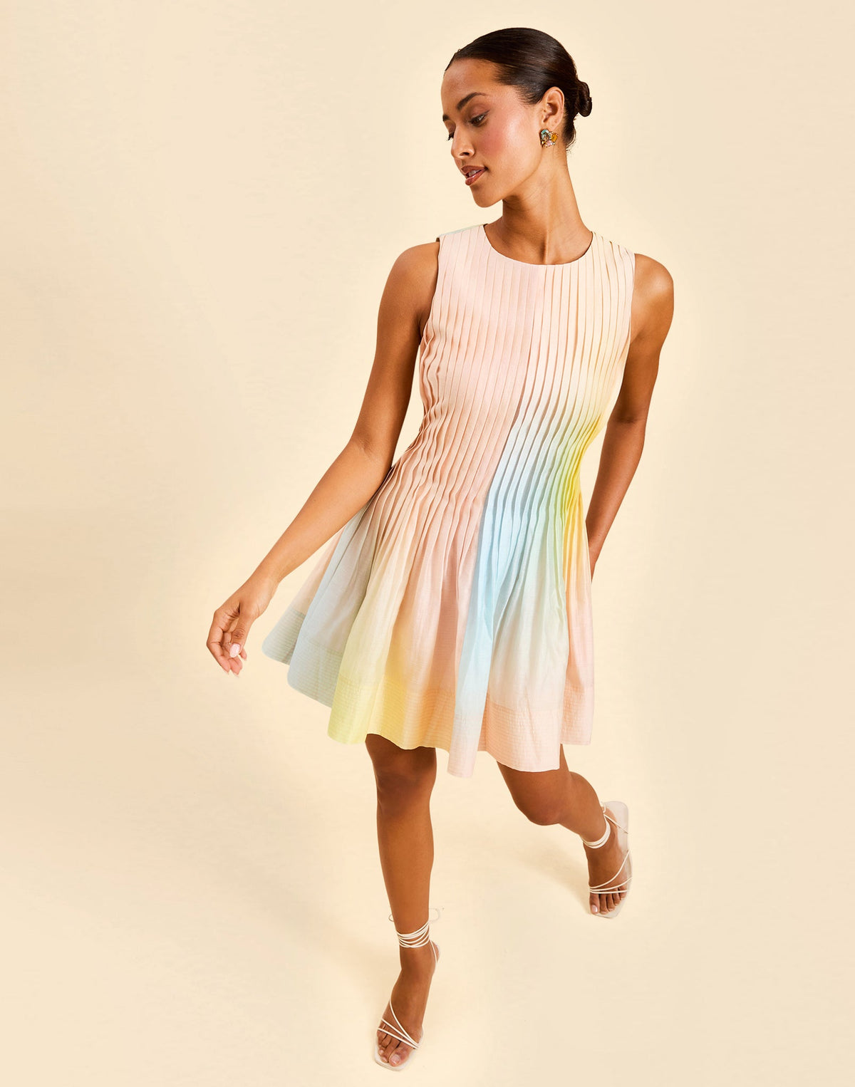 Philippa Pintuck Mini Dress in Sorbet Haze