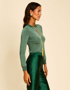 Phoebe Sparkle Knit Sweater in Emerald Green