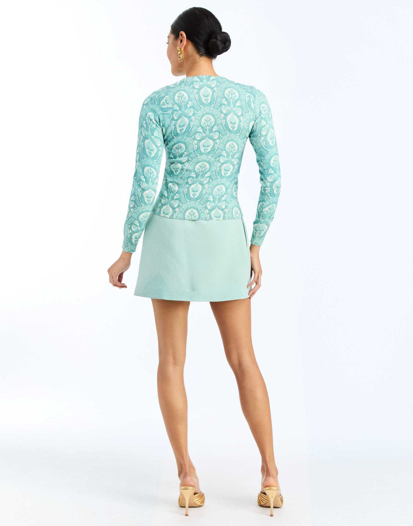 Phoebe Crewneck Sweater in Trellis Aquarelle