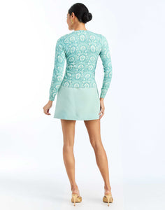 Phoebe Crewneck Sweater in Trellis Aquarelle