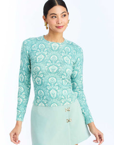 Phoebe Crewneck Sweater in Trellis Aquarelle