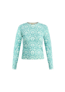 Phoebe Crewneck Sweater in Trellis Aquarelle