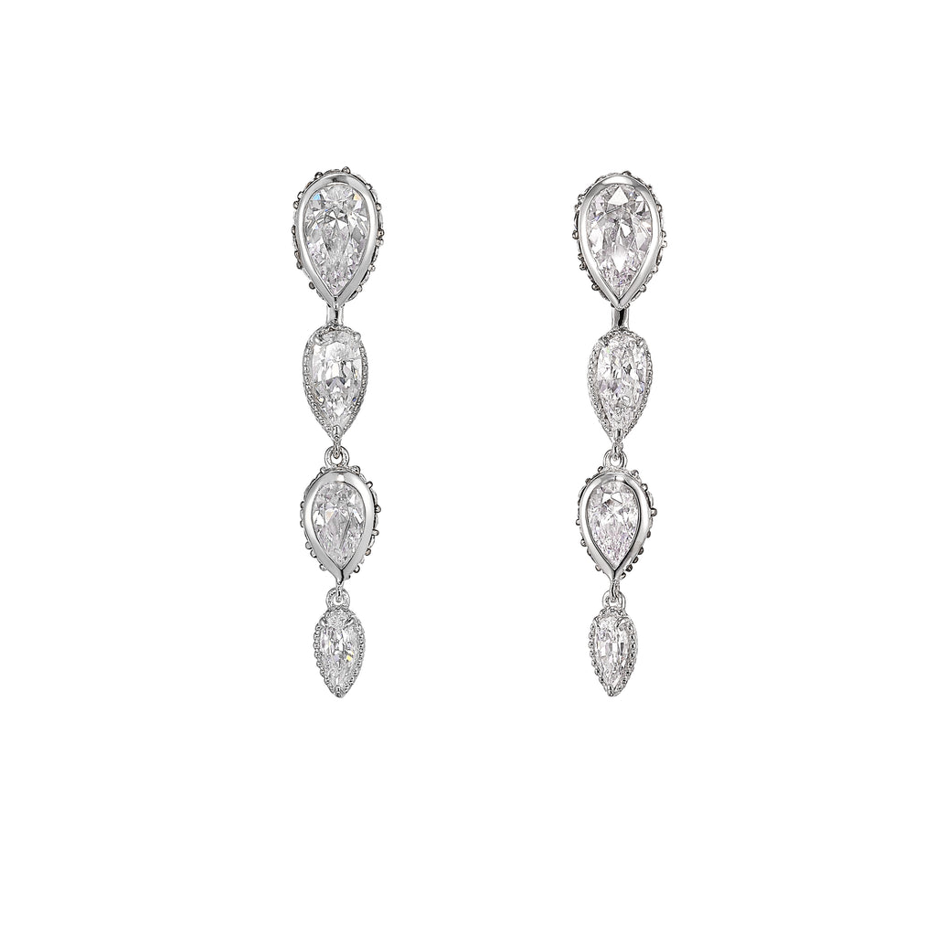 Mini Dew Drop Earrings: White Gold
