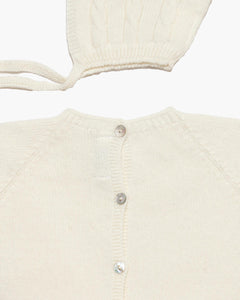 Boe Cable-Knit Baby Set With Bonnet in Ivory