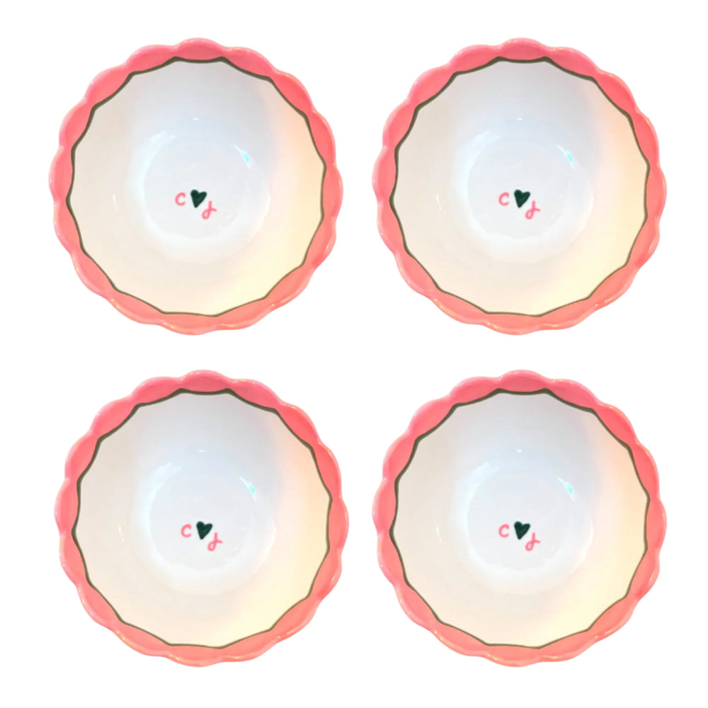 Hand-painted Custom Initial Bowls, Set of 4