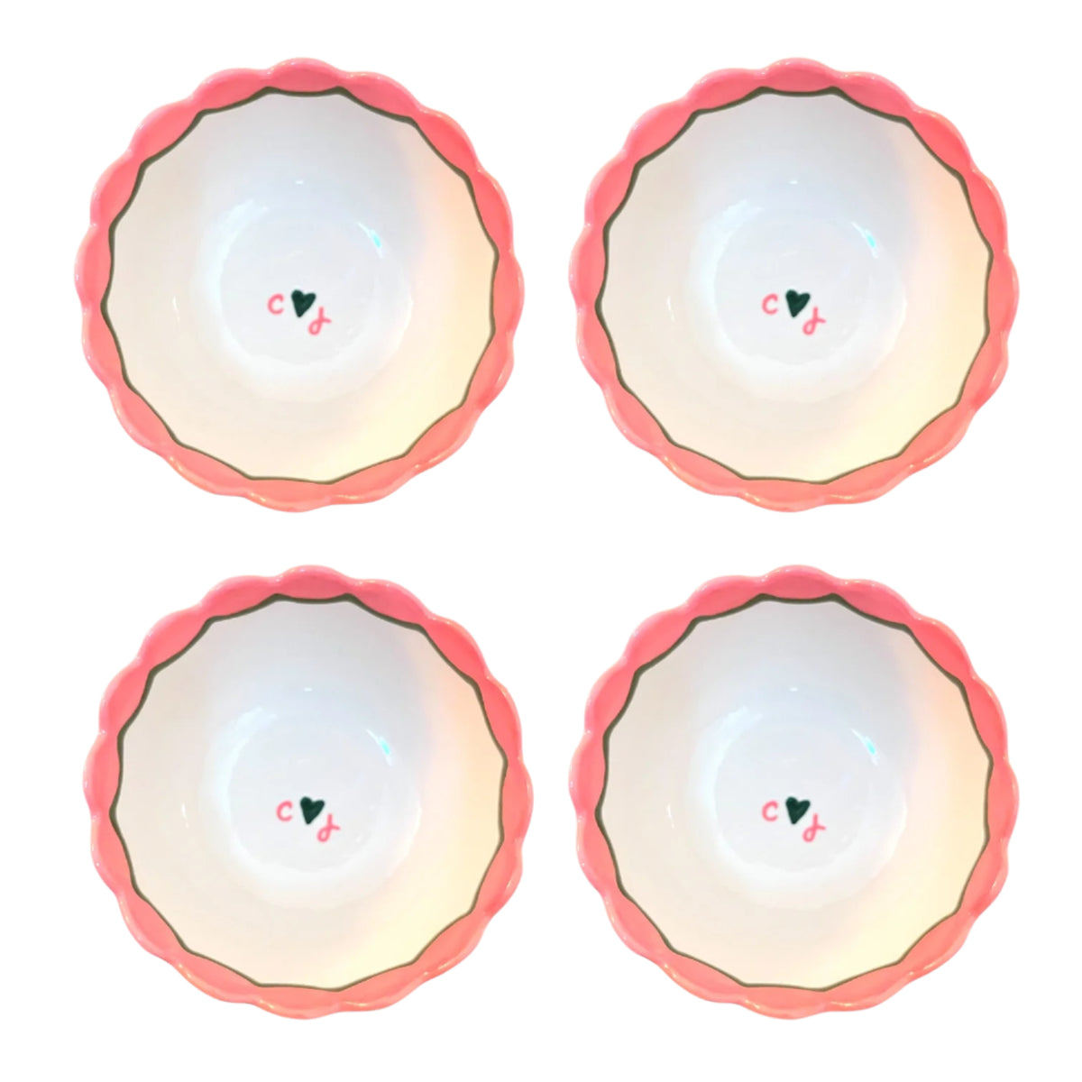 Hand-painted Custom Initial Bowls, Set of 4