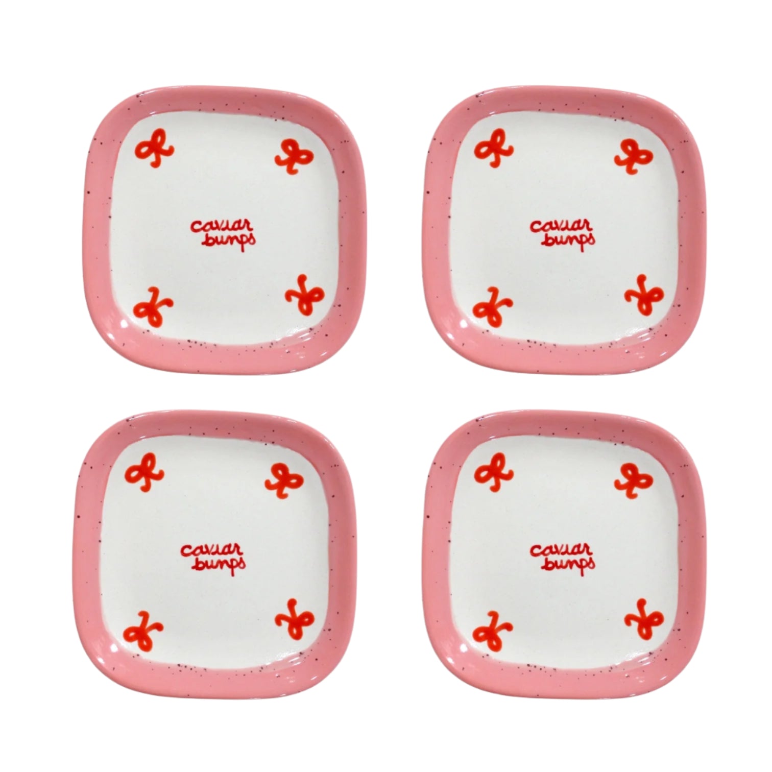 Retro “Caviar Bumps” Tiny Plates, Set of 4