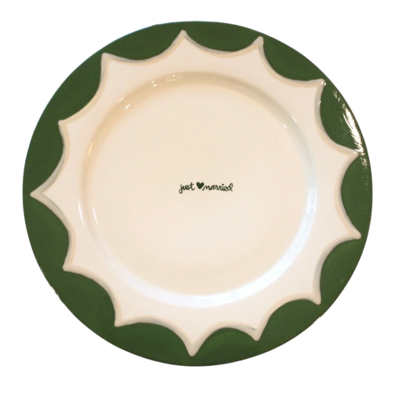 Hand-painted “Just Married” Scalloped Cake Plate