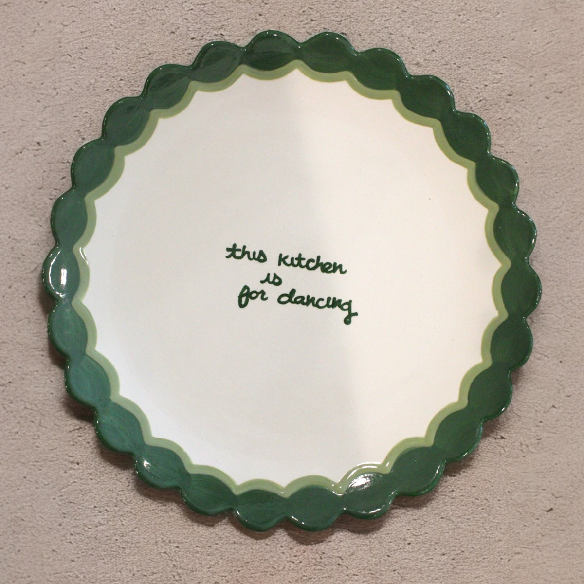 Hand-painted “This Kitchen is for Dancing” Scalloped Dinner Plate