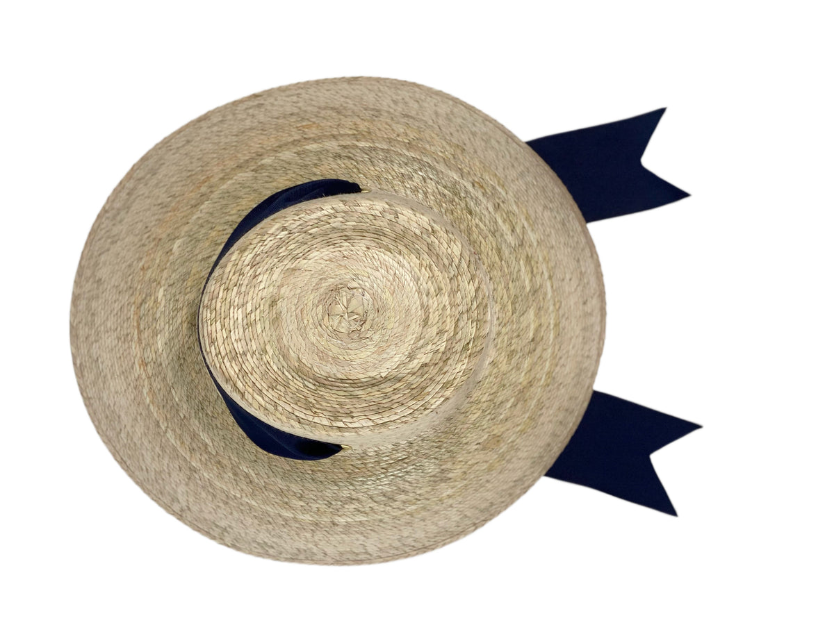 Wildflower Sun Hat in Navy Wide & Short Grosgrain Ribbon