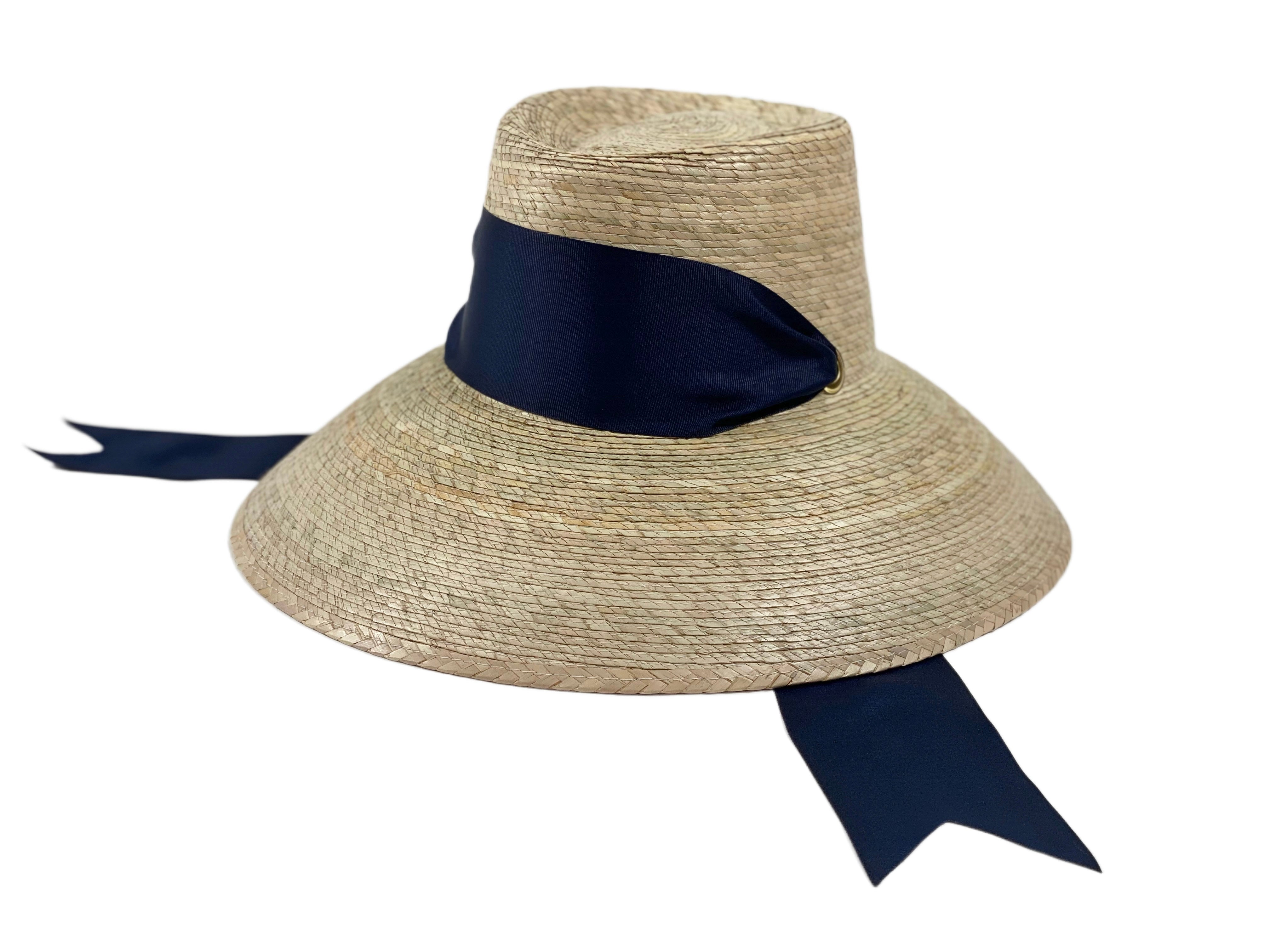 Wildflower Sun Hat in Navy Wide & Short Grosgrain Ribbon