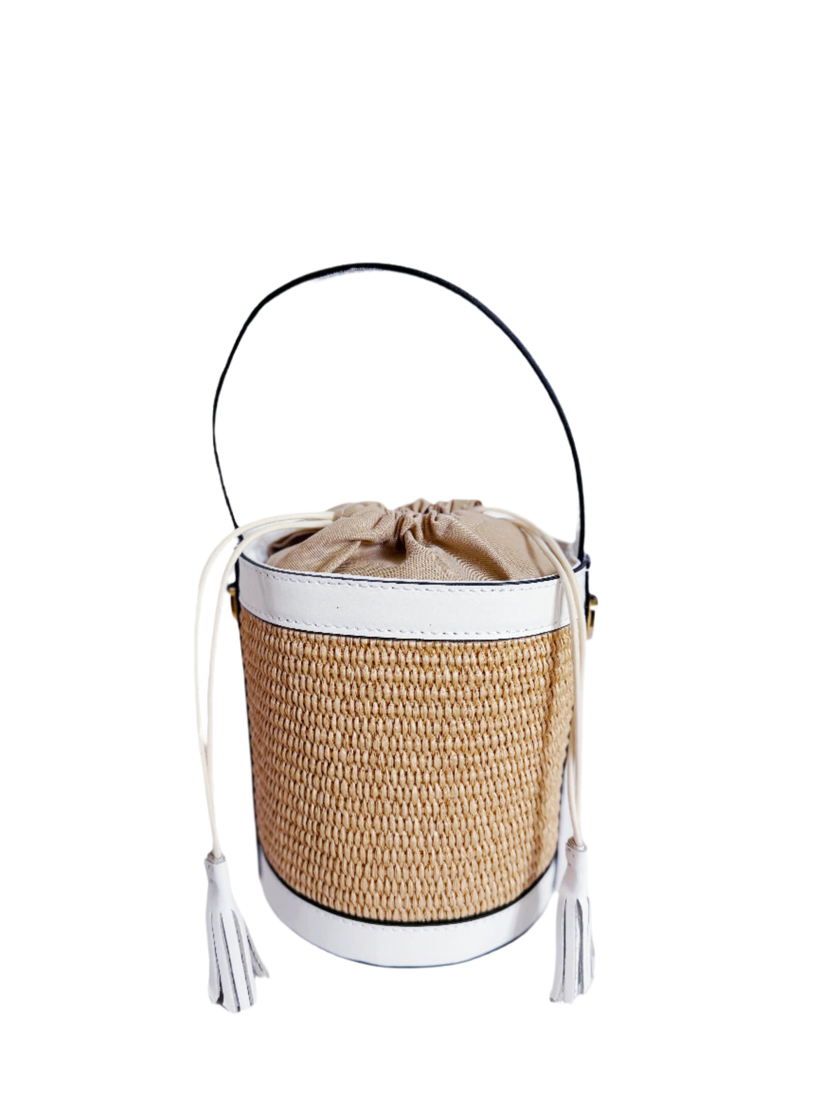 Raffia Bucket Bag in White