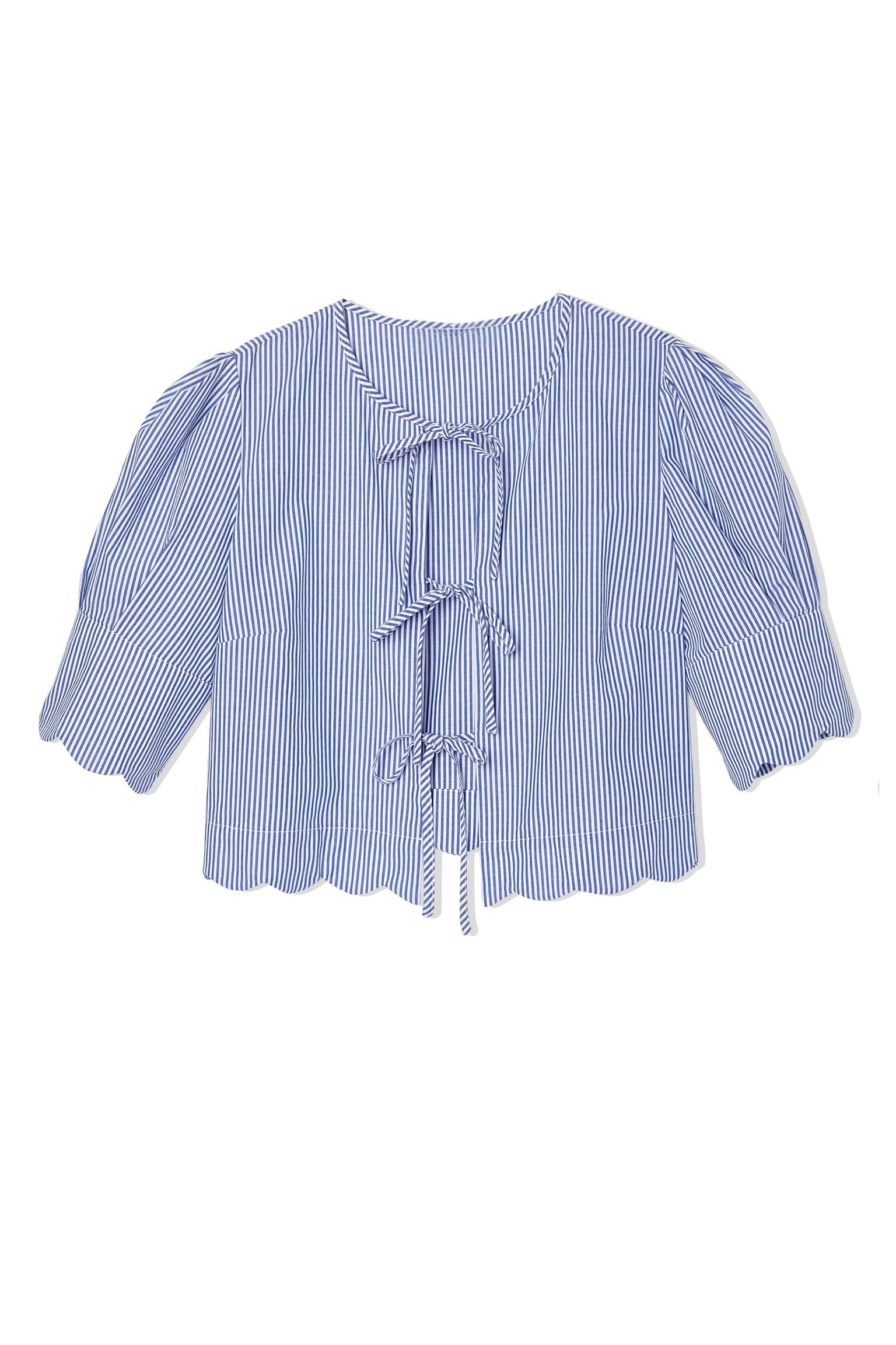 Scalloped Top in Blue Stripe