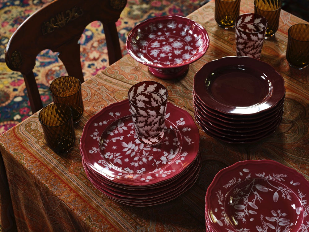 Floral Fruit Stand in Magenta by Ginori 1735