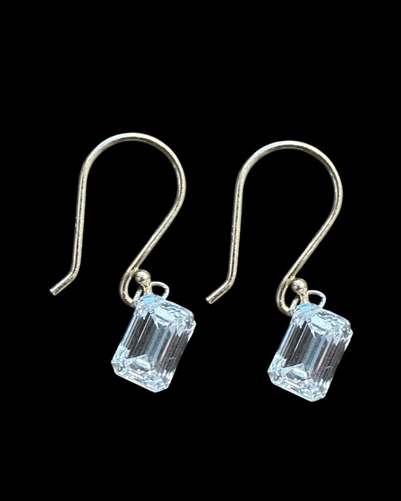 Floating 2 Carat Emerald Cut Diamond Earrings