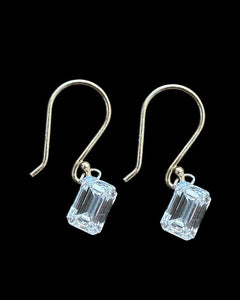 Floating 2 Carat Emerald Cut Diamond Earrings