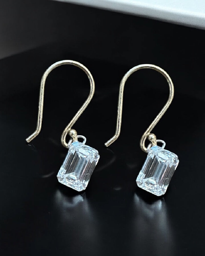 Floating 2 Carat Emerald Cut Diamond Earrings