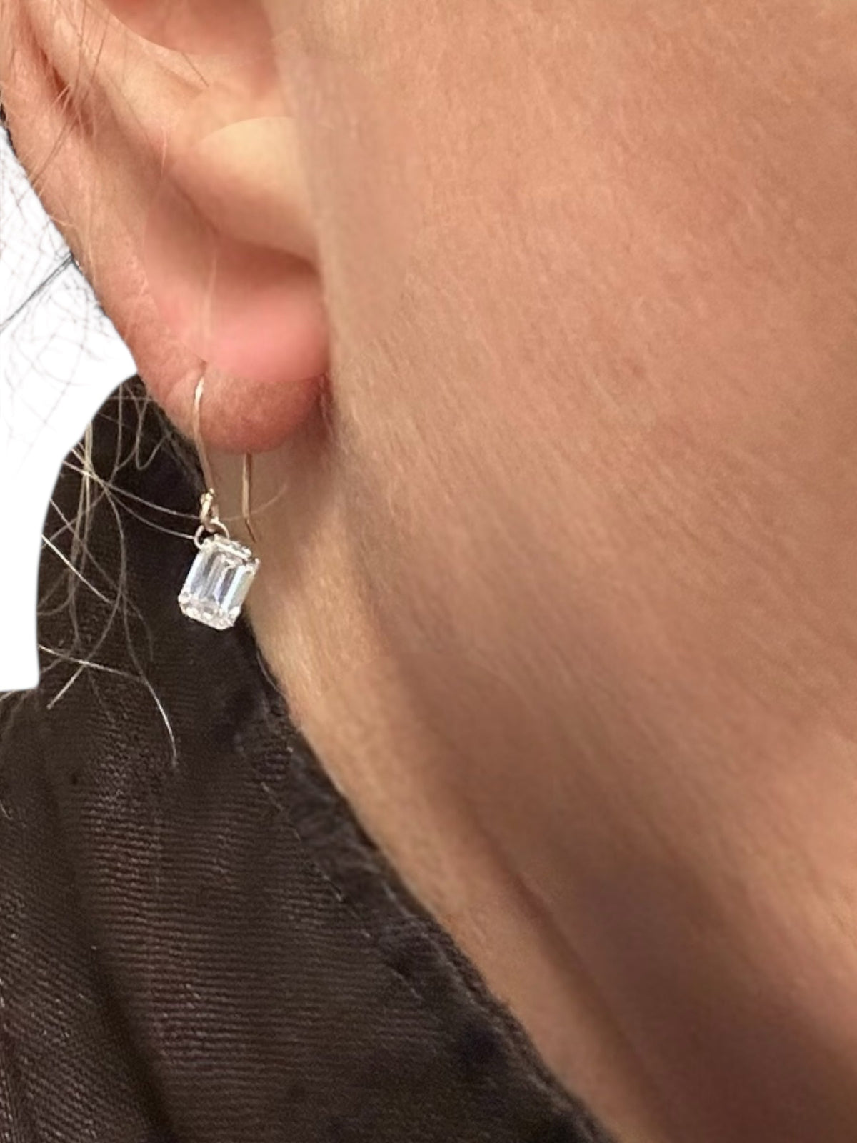 Floating 2 Carat Emerald Cut Diamond Earrings