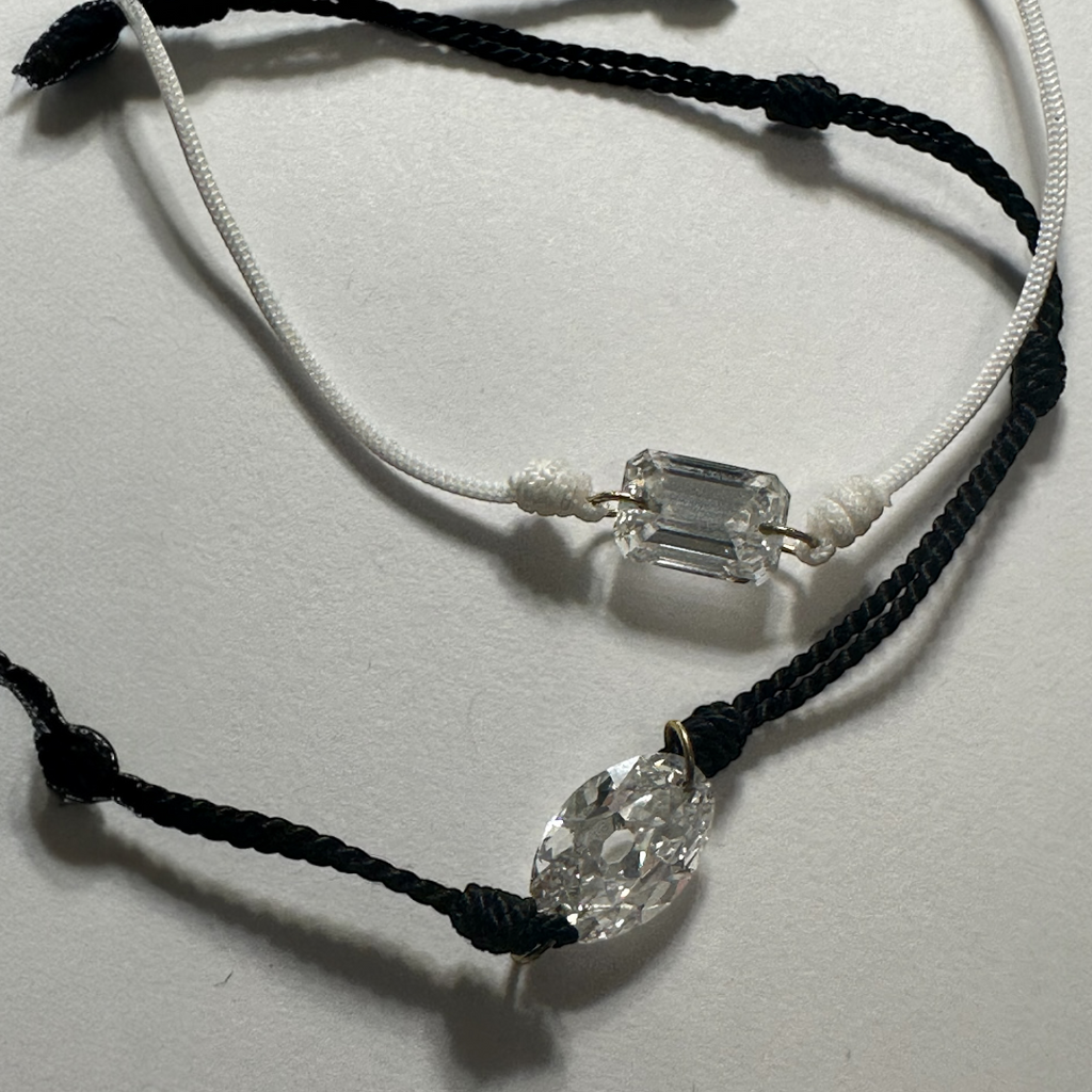 1 Carat Emerald Cut Diamond Thread Bracelet