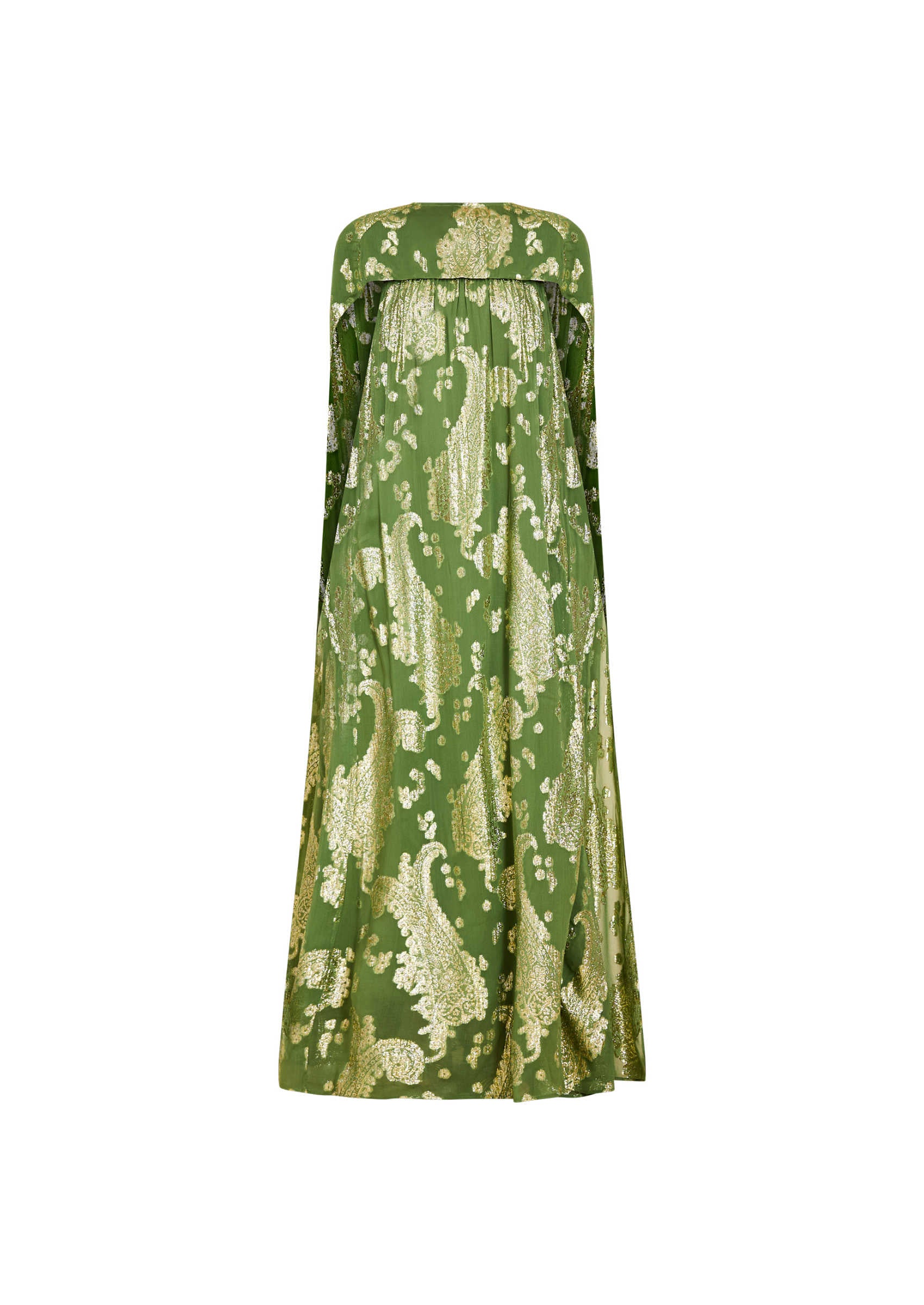 Pietro Convertible Cape Gown in Evergreen Metallic