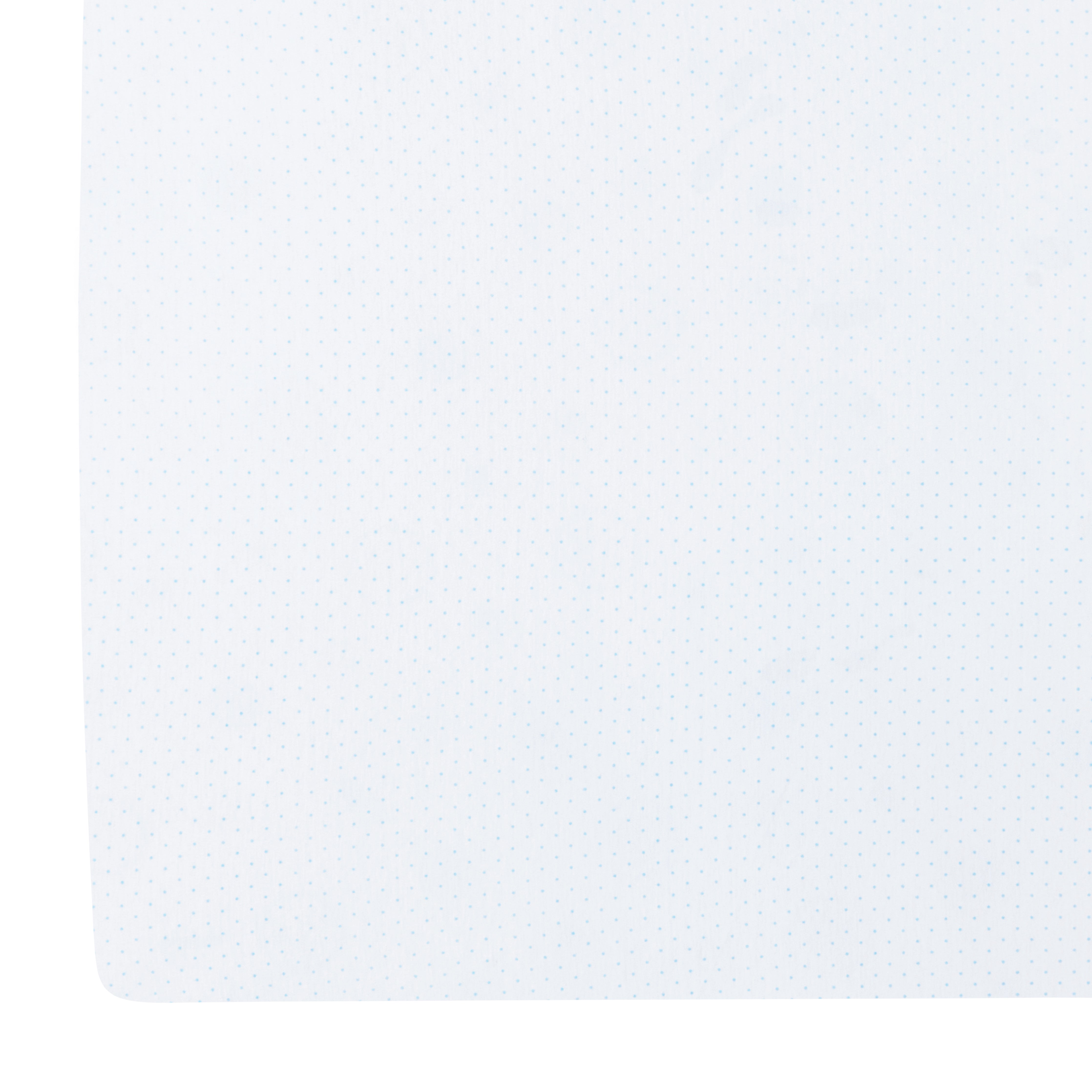 little english classic children's clothing pima crib sheet with white background and light blue micro dot all over print 