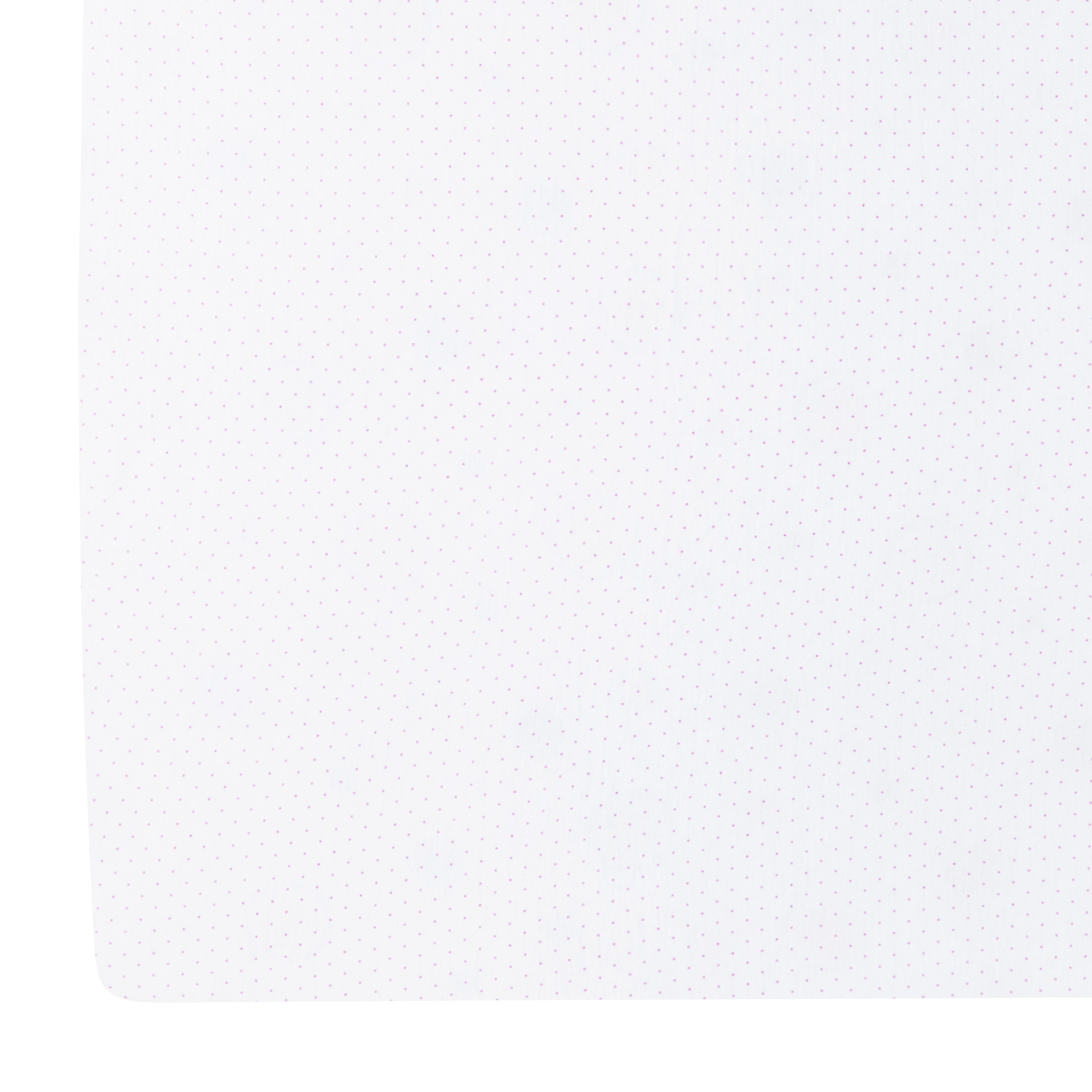 little english classic children's clothing pima crib sheet with white background and light pink micro dot all over print 
