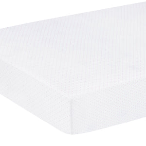 little english classic children's clothing pima crib sheet with white background and light pink micro dot all over print 