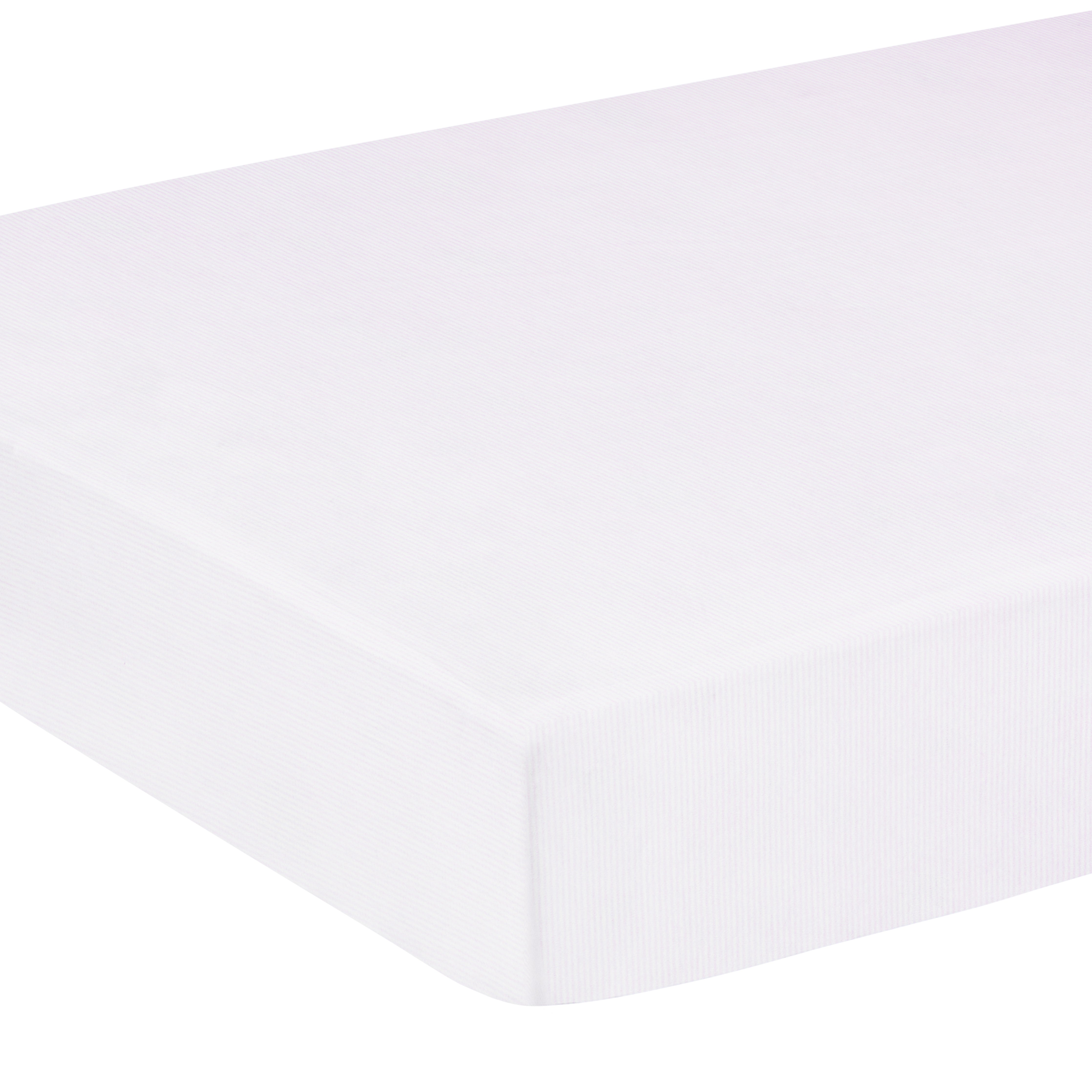 little english classic children's clothing pima crib sheet with white background and light pink stripe all over print 