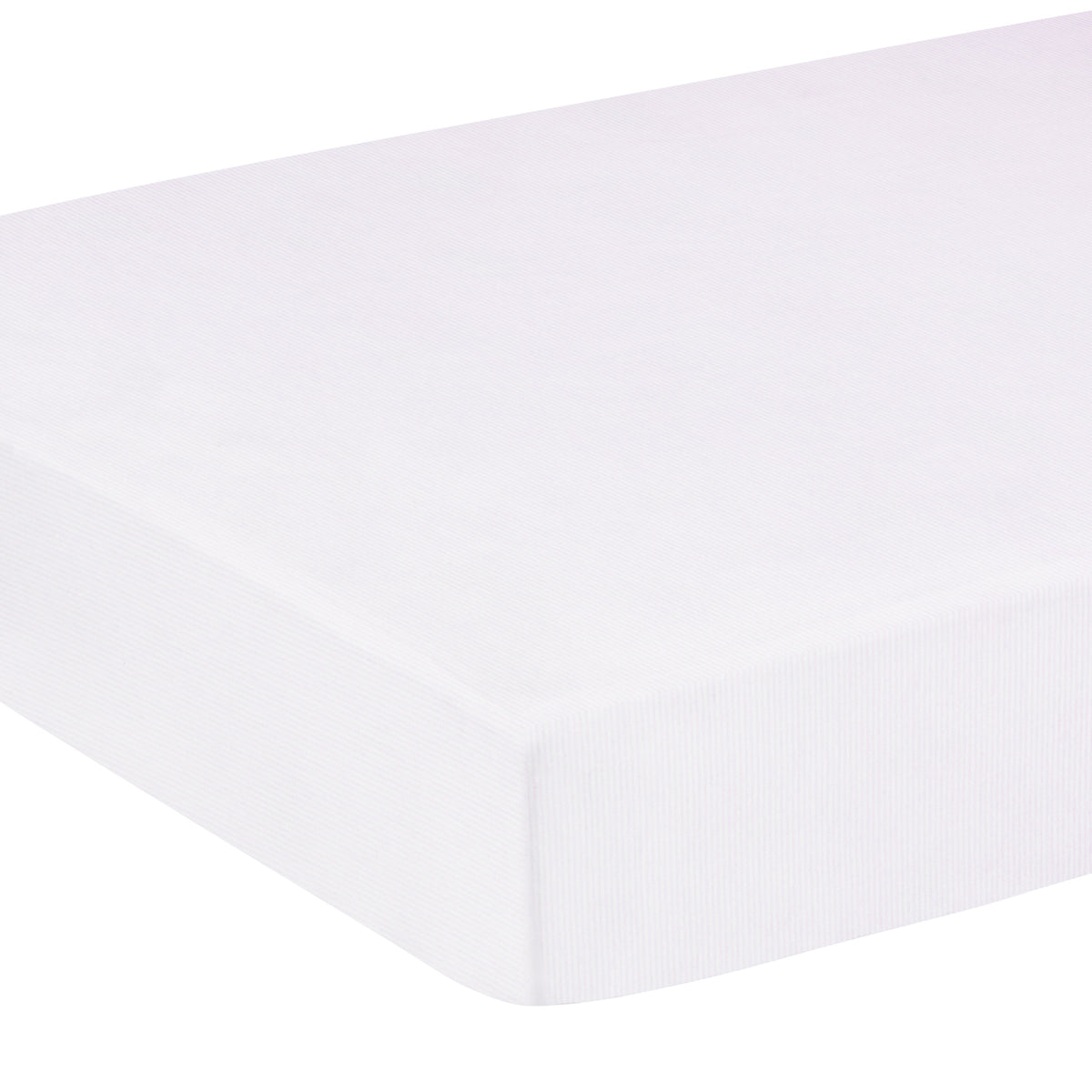 little english classic children's clothing pima crib sheet with white background and light pink stripe all over print 