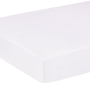 little english classic children's clothing pima crib sheet with white background and light pink stripe all over print 