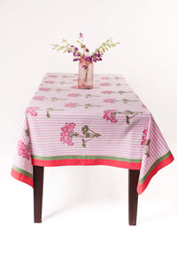 Pink Hydrangea Blockprint Tablecloth