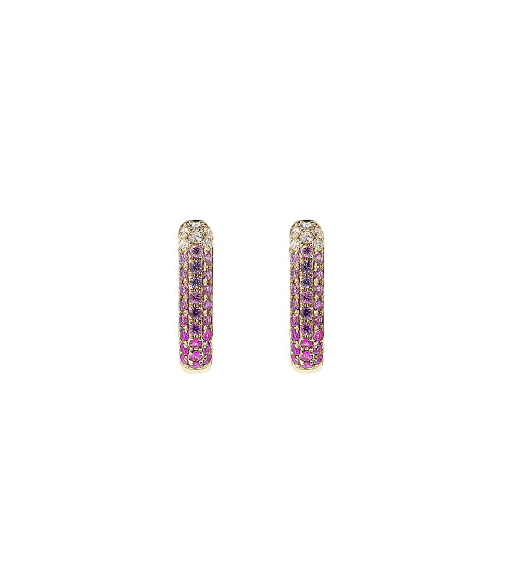 Diamond & Pink Sapphire Oval Hoop Earrings