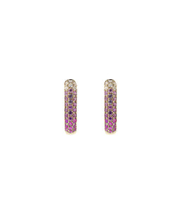 Diamond & Pink Sapphire Oval Hoop Earrings