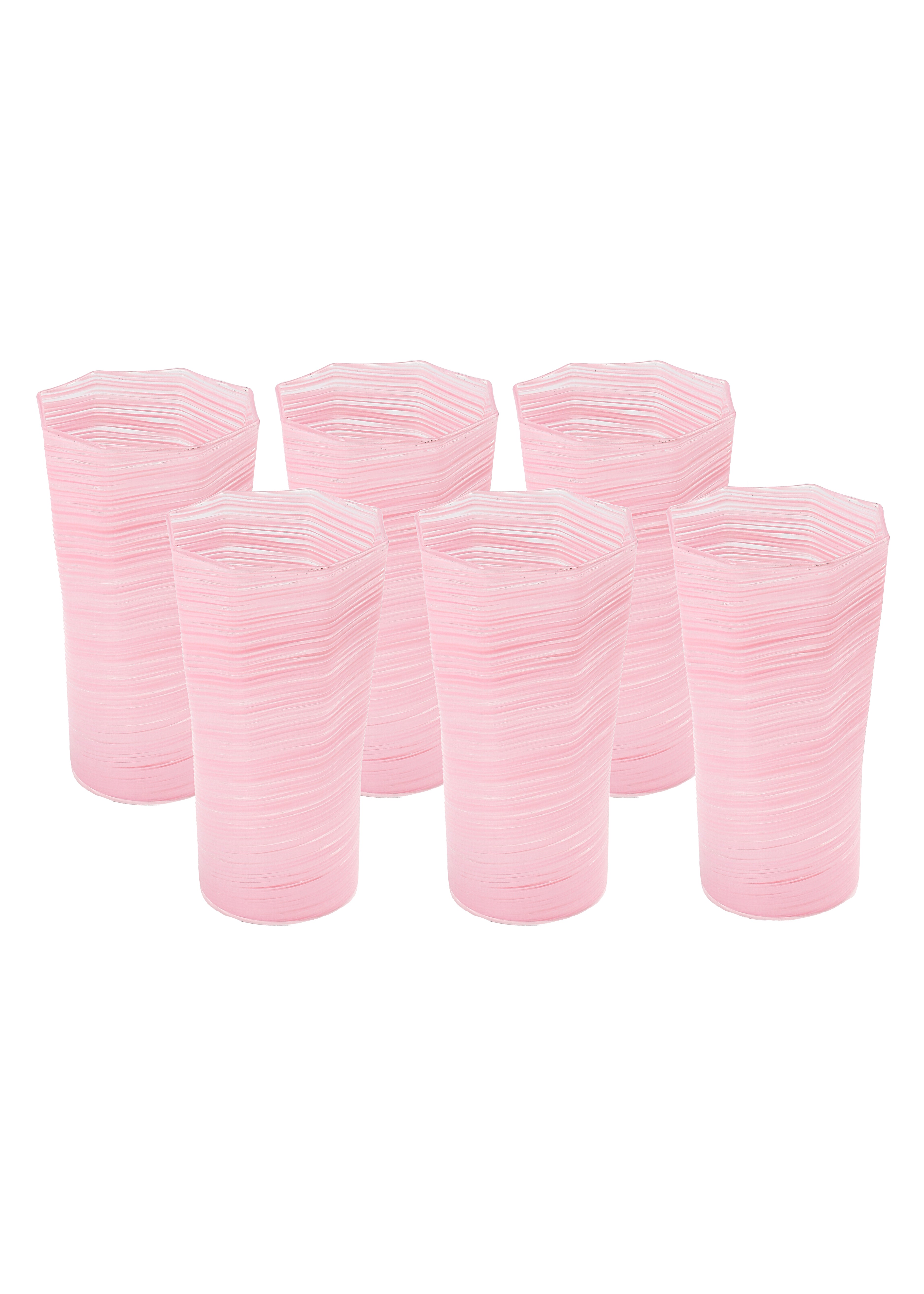 Tall Hand Blown Tumbler in Pink, Set of 6