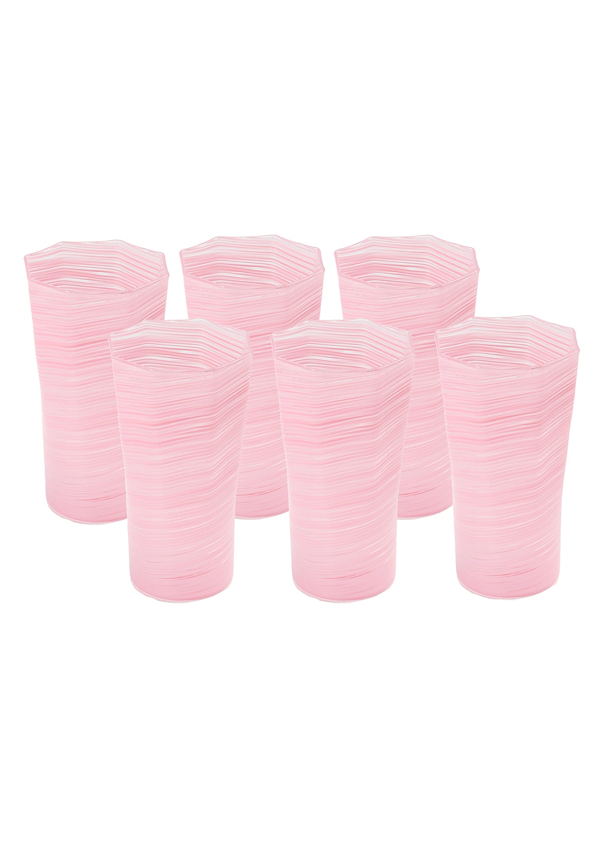 Tall Hand Blown Tumbler in Pink, Set of 6