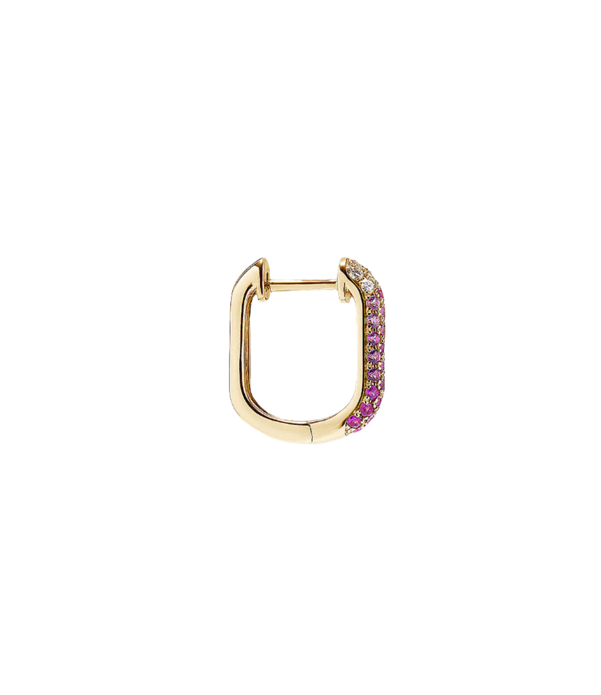 Diamond & Pink Sapphire Oval Hoop Earrings