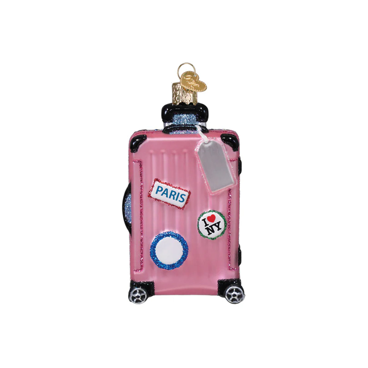 Pink Rolling Suitcase Ornament