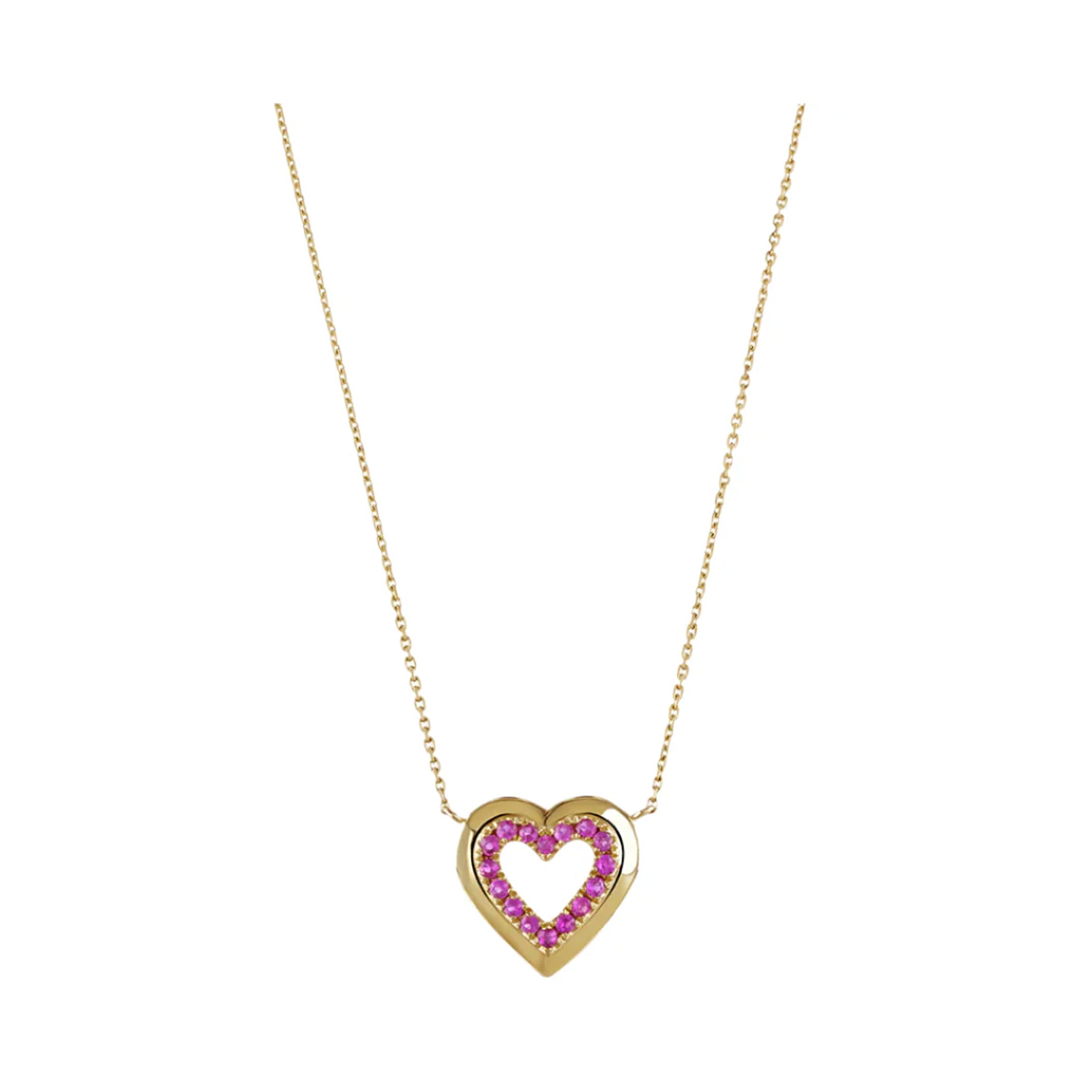Pink Sapphire Heart Necklace
