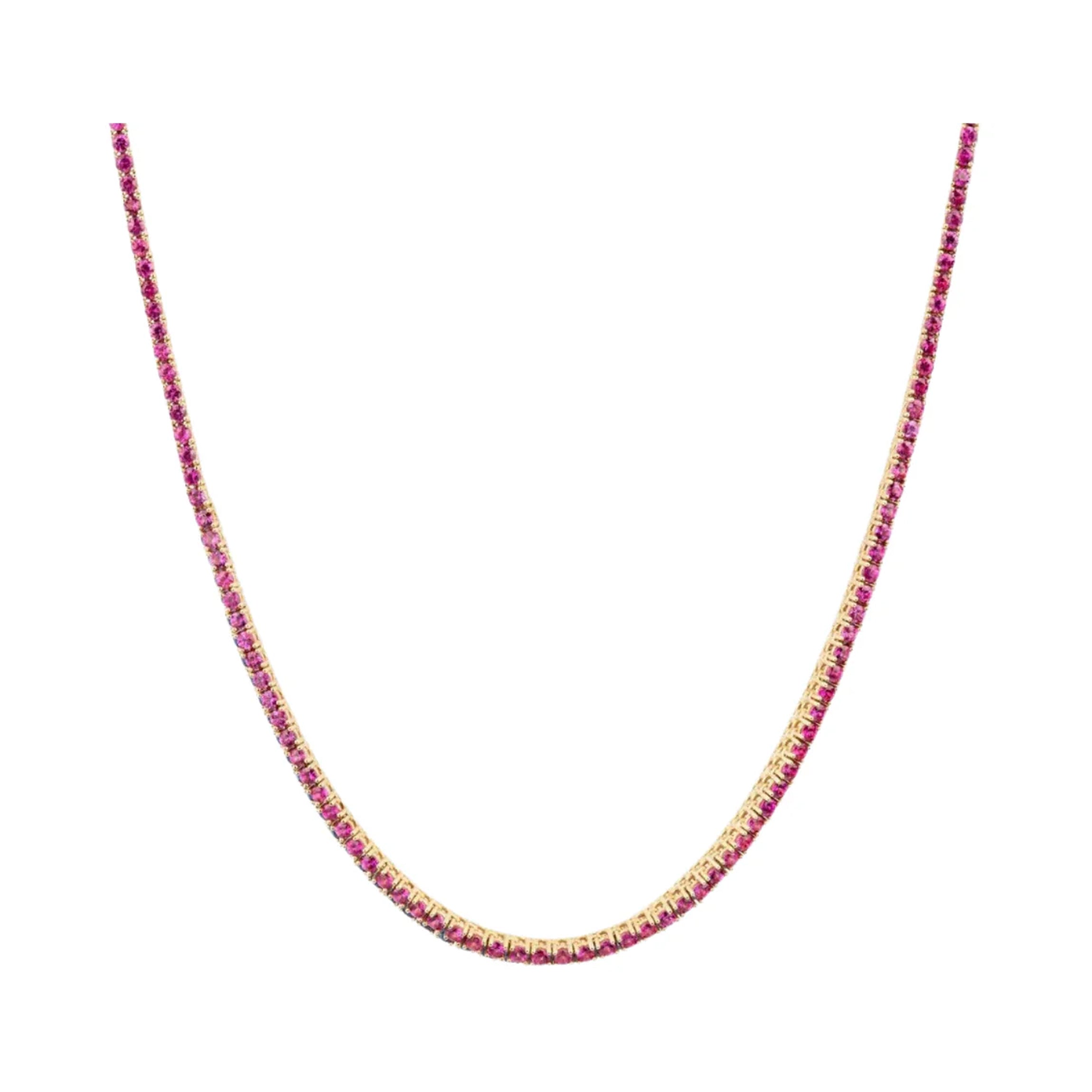 Pink Sapphire Tennis Necklace