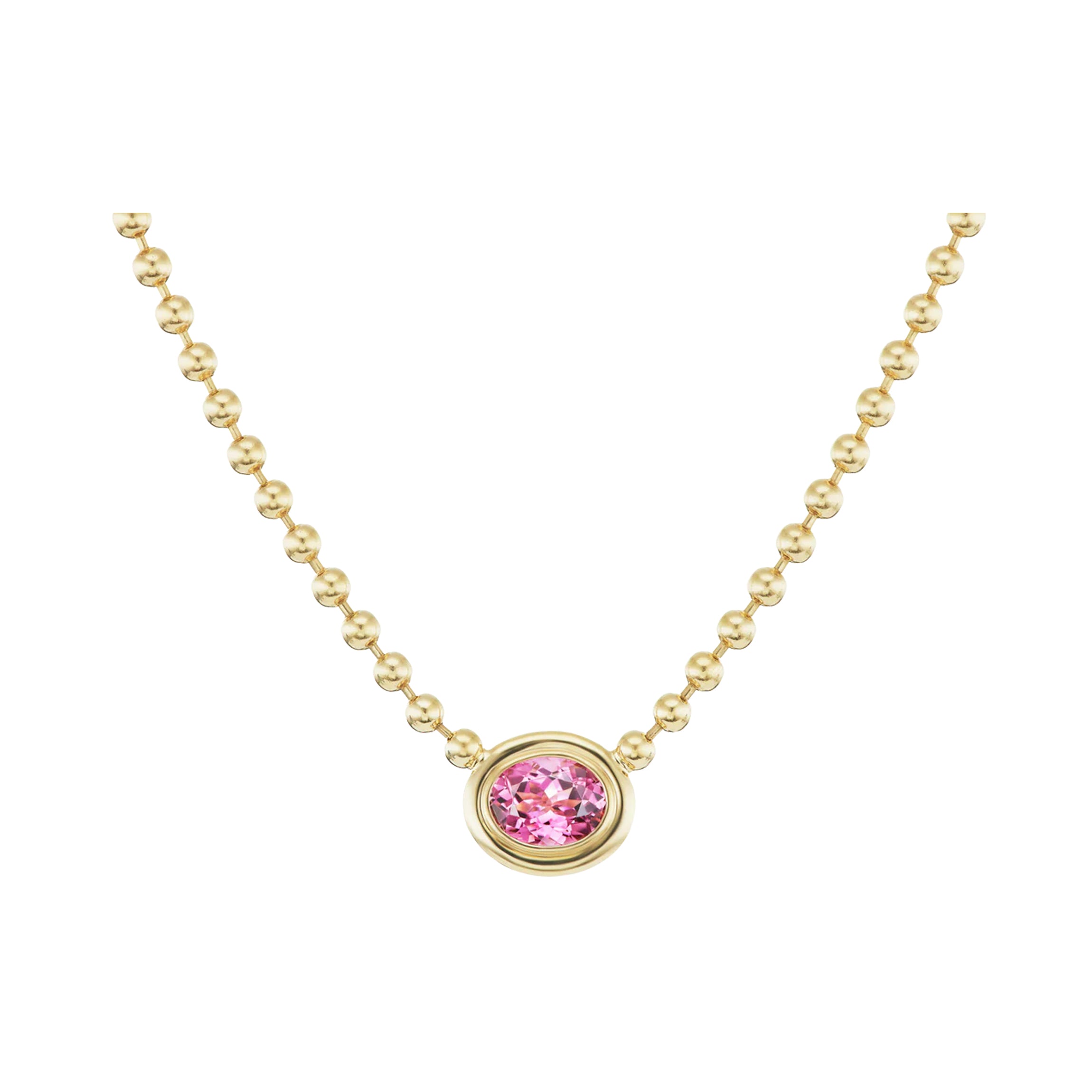 Pink Tourmaline Double Bubble Bezel Necklace