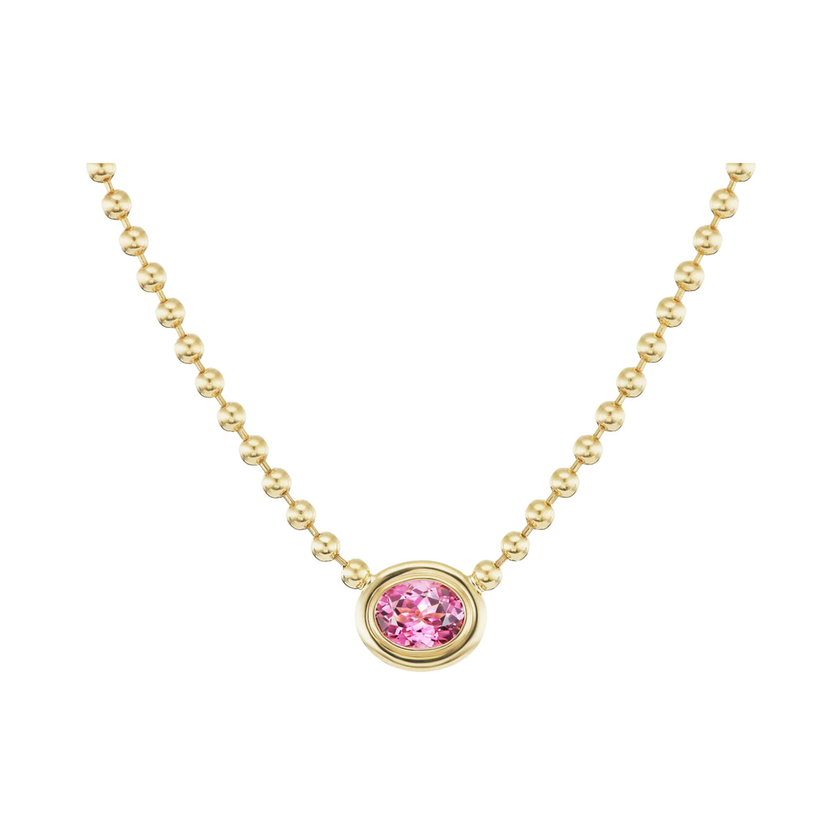 Pink Tourmaline Double Bubble Bezel Necklace