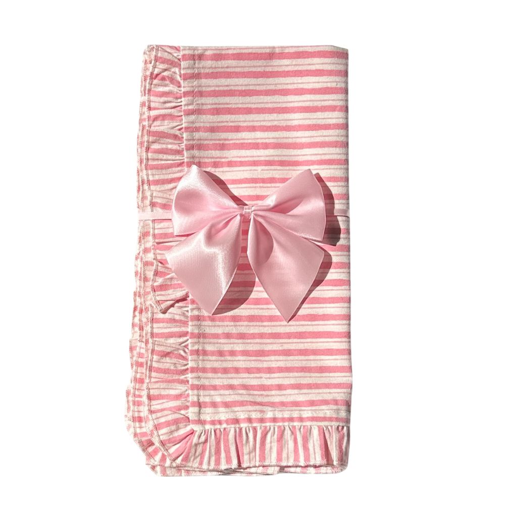 Ruffle Napkin in Pink Stripes, Set of 4