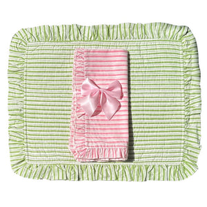 Ruffle Napkin in Pink Stripes, Set of 4