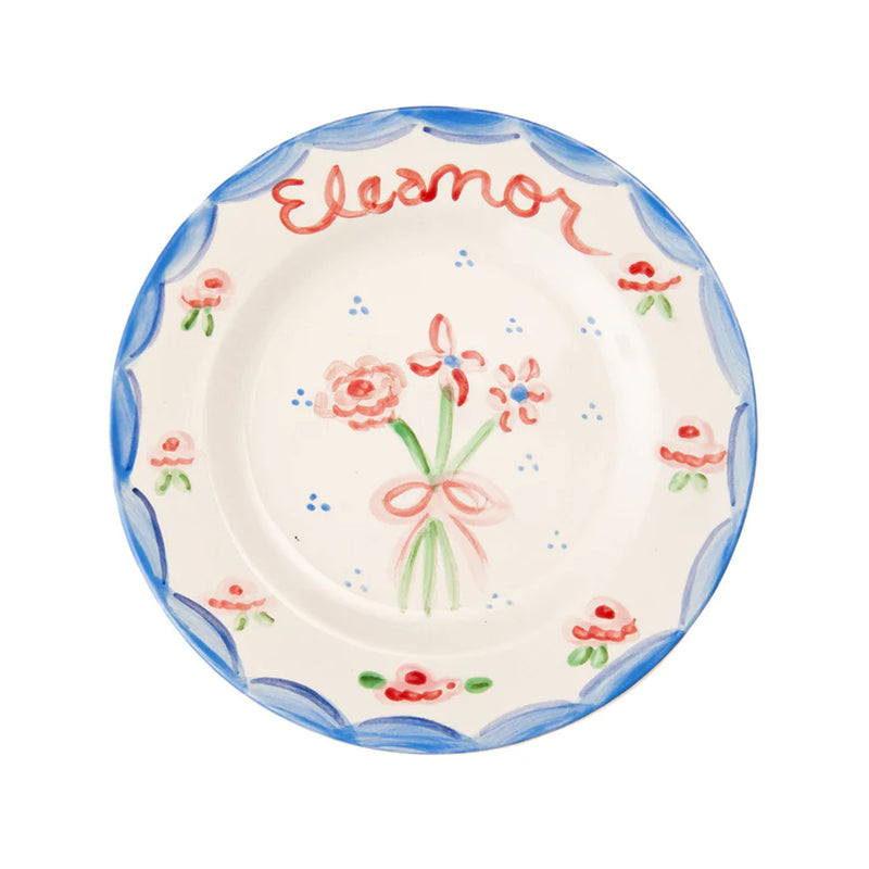 Pink and Red Floral Plate, 7.5"