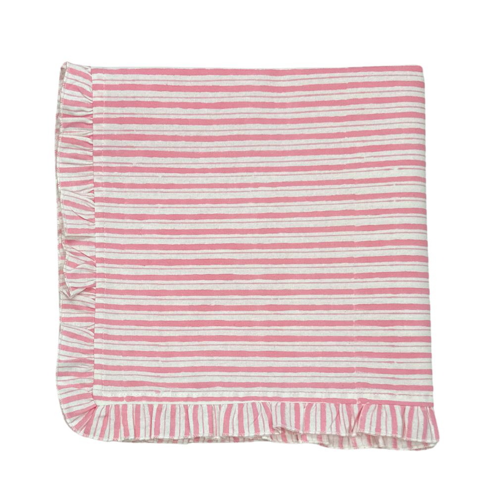Ruffle Napkin in Pink Stripes, Set of 4