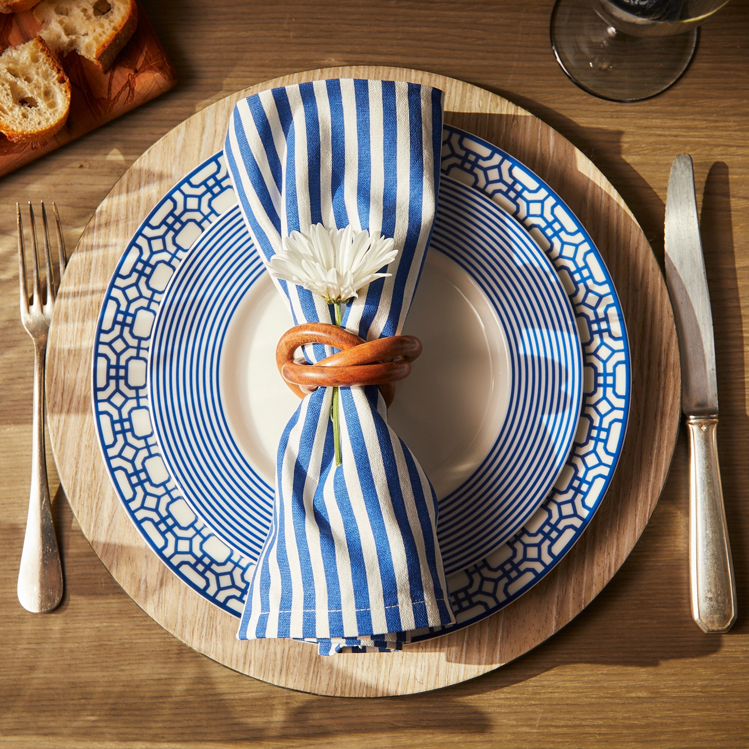 Pinstripe Dinner Napkins in Blue, Set of 4