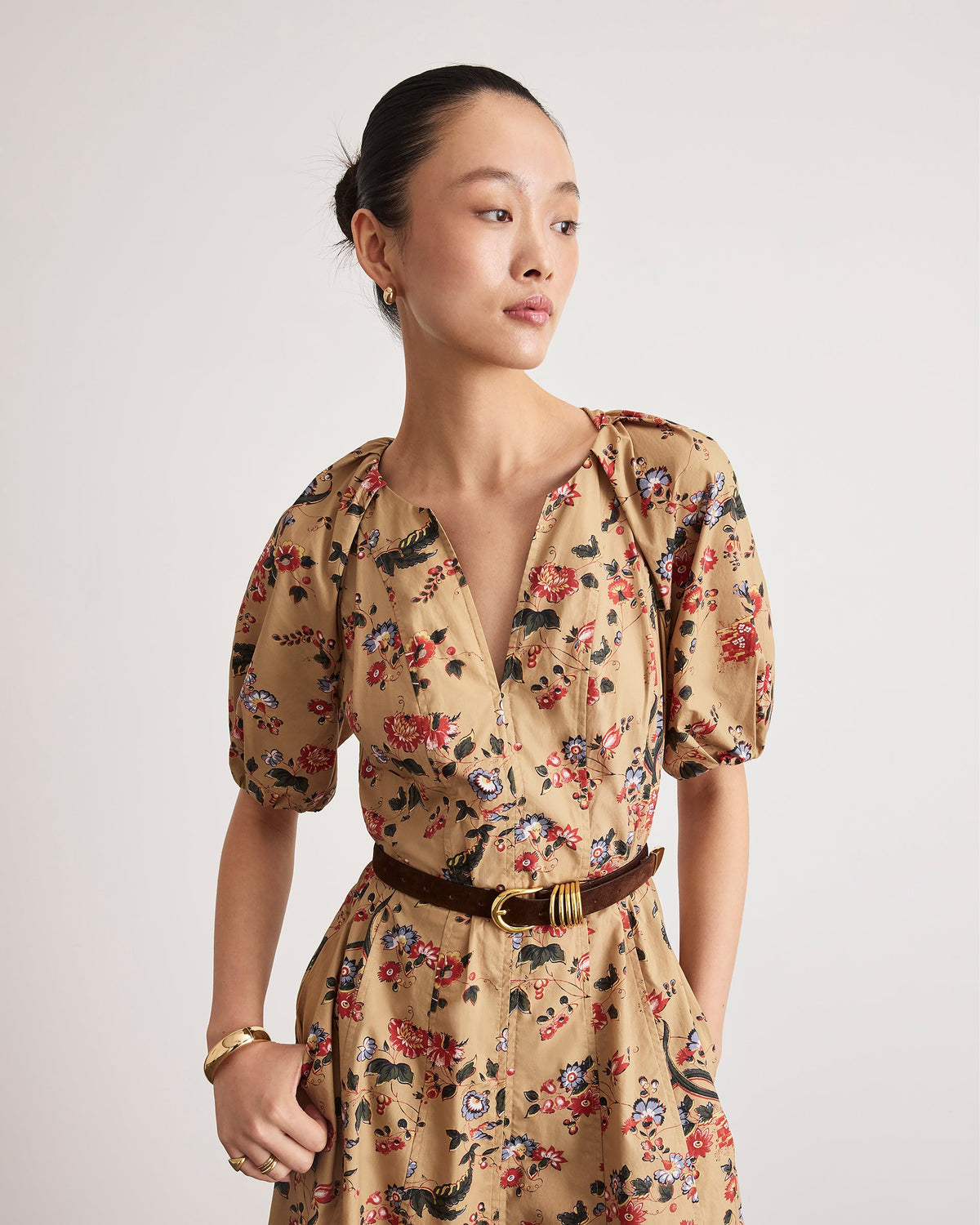 Piper Dress in Dark Khaki Multi