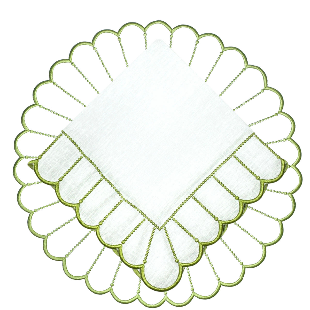 Studio Collection Pippa Napkins in White and Green, Set of 4